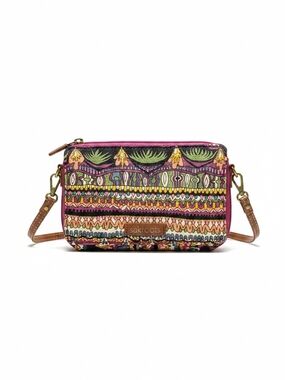 Sakroots Tribal Pattern  Boho Pink Multicolor Crossbody Wristlet New With Tags